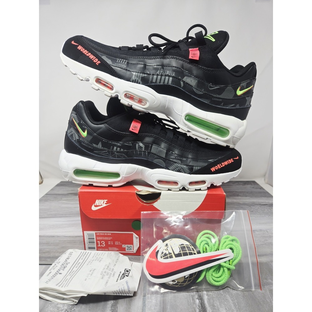 Nike Air Max 95 WW Worldwide‎ Black-White-Green Strike Mens Sz 13 [CQ9743-001]